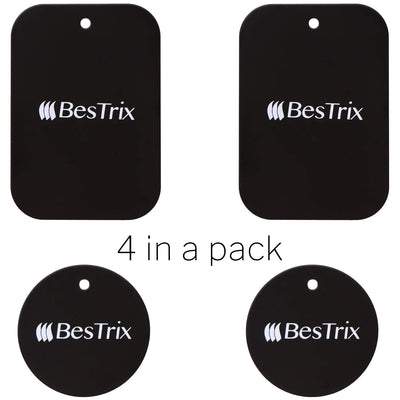 Metal Plate for Magnetic Mount with 3M Adhesive (Set of 4) Extra Thin by Bestrix - Bestrix
