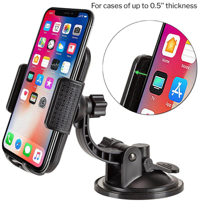 Bestrix Universal Dashboard & Windshield Car Phone Mount Holder Compatible with iPhone 6/6S/7/8/X Plus 5S/5C/5 Samsung Galaxy S5/S6/S7/S8/S9 Edge/Plus Note 4/5/8 LG G4/G5/G6 All Smartphones up to 6" - Bestrix